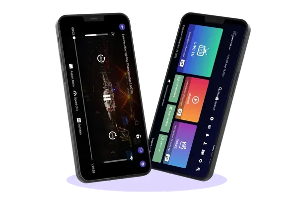 Zwei Smartphones mit geöffneter IPTV App für das IPTV Abo auf dem iPhone